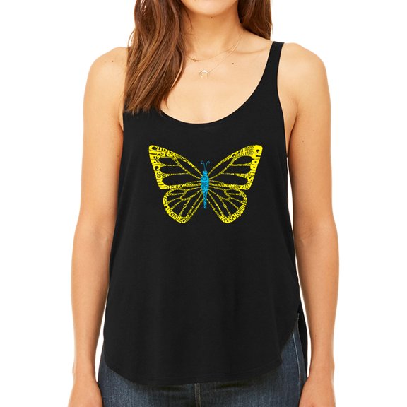 Women's Premium Word Art Flowy Tank Top - Butterfly