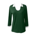 thumbnail image 3 of MHFRRA Camiseta de Manga Larga con Cuello En V Ajustado y Cuello En Bloque de Color para Mujer Verde, 3 of 3