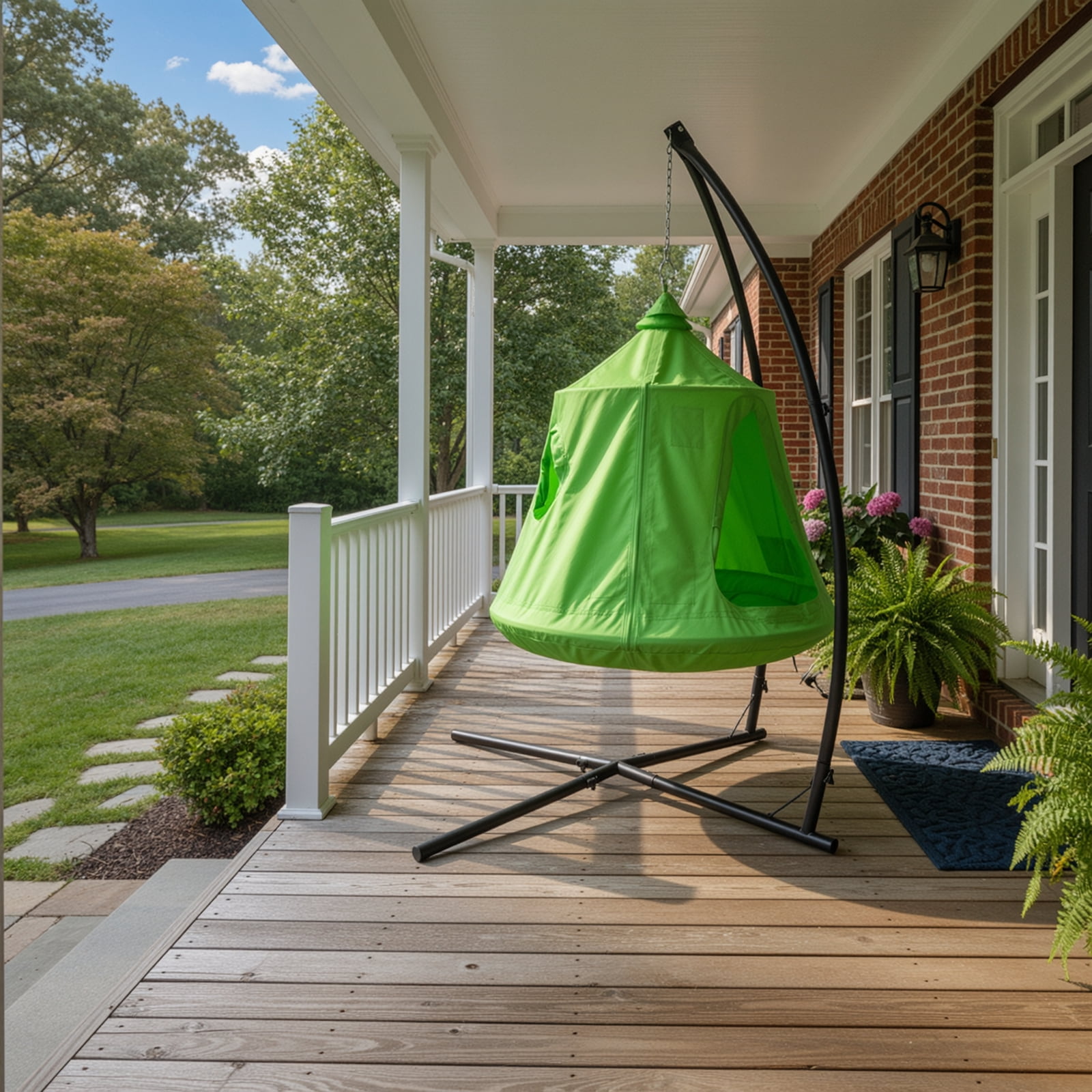 TLSUNNY Hanging Tree Tent Combo with Steel Stand & Adjustable Hammock Chair, for Balcony, Porch