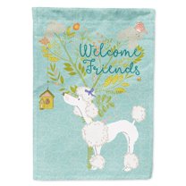 Carolines Treasures BB7614CHF Welcome Friends White Poodle Flag Canvas House Size Large multicolor