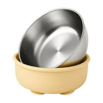 304 Stainless Steel Baby Bowl 2 In 1 Heat Bowl with Removable Silicone Shell Toddler Bowls Kids Anti Scald Snack Container for Food Feeding, Leak Proof Small Part Dishwasher Safe (Bright Color)