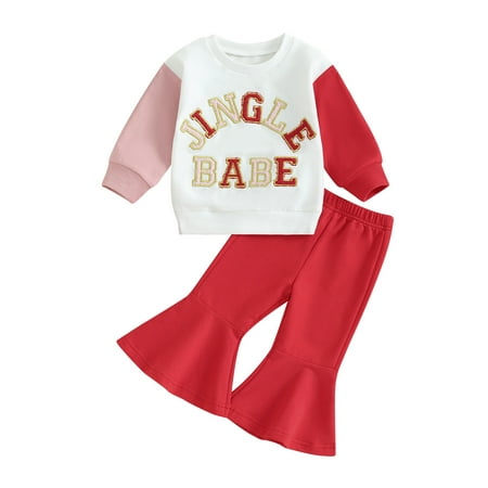 

Emmababy Stylish Baby Girl Christmas Outfit with Embroidery Letters on Sweatshirt and Pants