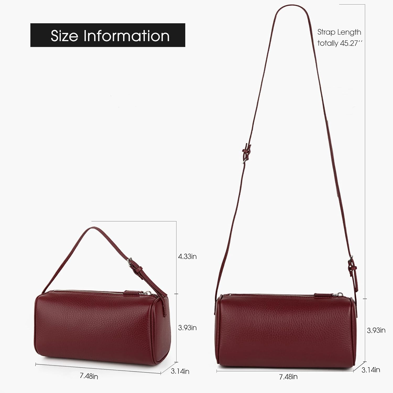 Kwuty Premium Full-Grained Leather Crossbody Purses for Women, Hobo Bags for Women Crossbody with Adjustable Strap