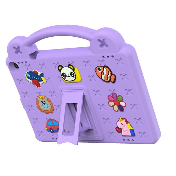 K-Lion Kid Case for All-New Walmart Onn 10.1" 3 Gen 2022 Model 100071485, Durable Shockproof Handle Case with Kickstand Cute Cartoon DIY for Boys Girls,Purple