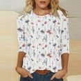 thumbnail image 2 of BangWanChi 3/4 Length Sleeve Womens Tops Women 3/4Sleeves Casual Shirts Pullover Loose Tunic Tops Print Blouse, 2 of 5