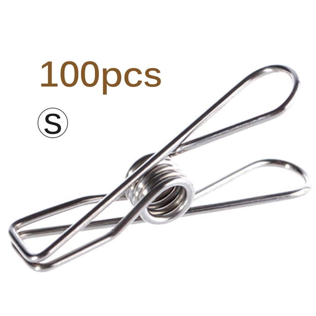 Bewildely 100x clavijas de tela de acero inoxidable Clips colgantes alfileres abrazadera de Metal a prueba de viento para lavandería Decoración del hogar 5cm