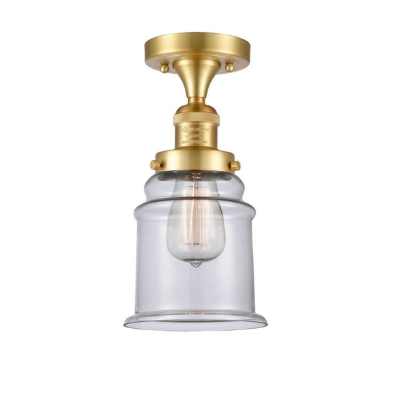 Innovations 517-1CH-SG-G182 Canton 1 Light Semi-Flush Mount part of the Franklin Restoration Collection, Satin Gold