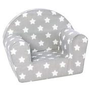 BULYAXIA Toddler Chair & Kids Armchair - European Made Kid Sized Frameless Foam Chair with Removable Cover - Perfect Reading Chairs for Toddlers - Lightweight Playroom Decor (Gray with Stars)