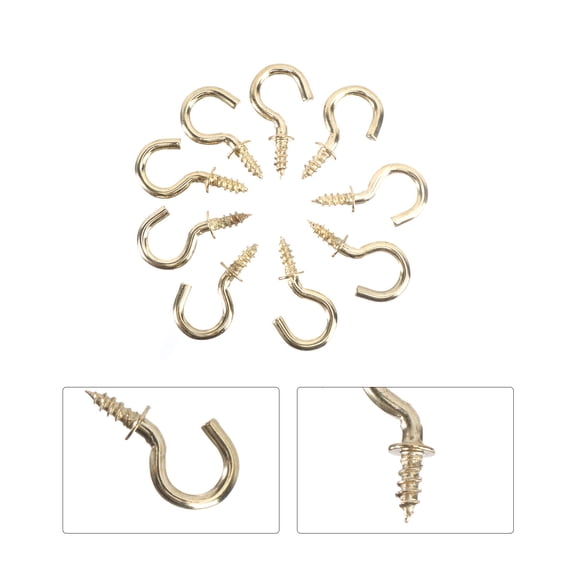 YUNLIGHTS 20 Pcs Board Wood Screw Hook Cup Hanger Hooks 1.98X0.96X0.24CM Golden
