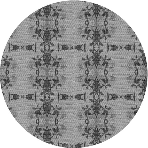 Ahgly Company Machine Washable Indoor Round Transitional Ash Gray Area Rugs, 8' Round