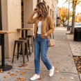 thumbnail image 6 of Cropped Bomber Jacket for Women Textured Lightweight Zip Up Fall Fashion Outerwear Long Sleeve Casual Jackets Earthy Yellow XL, 6 of 7