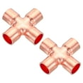 thumbnail image 1 of Conector de tubo de cobre en cruz de Uxcell, conector de alimentación igual de cobre de 4 vías para plomería y aire acondicionado de 1/2 pulgada, paquete de 2, 1 of 5