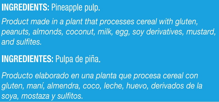 El Latino Piña (Pineapple) Pulp (No Sugar Added) 32oz. Jugs
