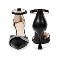 thumbnail image 5 of BLISSFUL STEP Rhinestone Pointy Toe Ankle Strap Stiletto Heel Pumps for Women Black (Size 6), 5 of 6