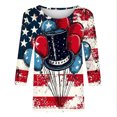 thumbnail image 4 of Gamivast Womens Plus Size $5 4th of July Outfits For Women,4th of July Shirts Women,American Flag 3/4 Sleeve Crew Neck T-Shirt Tunic Tops Blouses Blue XXL Tracking My Recent Order, 4 of 5