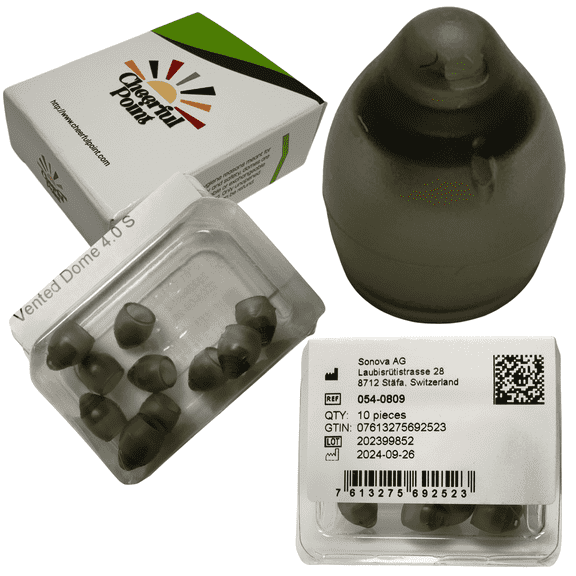 Phonak Vented Domes 4.0 – Small Size (S) – (054-0809) –10 Pack – Compatible with Phonak Marvel, Paradise, Lumity RIC Devices – Open Fit – Original Phonak Replacements