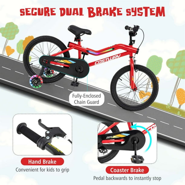 Vélo Enfant 16 Pouces – Cadre Acier, Roues Stabilisatrices, Phare LED, Hauteur Réglable Pour 4 à 7 Ans (gris)