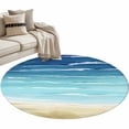 thumbnail image 2 of Summer Coastal Round Rugs 4ft, Turquoise Ombre Beach Ocean Waves Non Slip Washable Rug Runner, Low Pile Indoor Floor Carpet Mat Bathroom Rugs for Living Room, Bedroom, Kids Room, 2 of 9