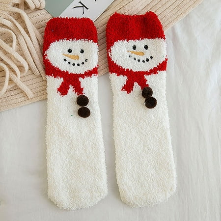 

Fiudx Women Cartoon Christmas Socks Coral Velvet Embroidery Winter Female Sock New Releases 1867