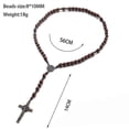 thumbnail image 2 of Catholic Cross Rosary Necklace, Natural Wood Prayer Beads With Medal Cross, 2 of 5