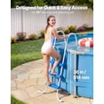 thumbnail image 2 of VEVOR Above Ground Pool Ladder, 3-Step Steel A-Frame Swimming Pool Stairs for 36 in High Wall, 300 lbs Capacity Entry/Exit Steps with Secure Non-Slip Sturdy Wide Step, Easy Setup, White & Blue, 2 of 9