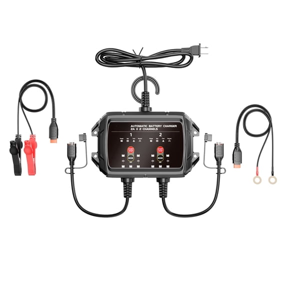 6V/12V 4A 2-Bank Automatic Smart Charger, Trickle Maintainer Desulfator with Temperature Compensation & Overcharge Protection for Lead-Acid Lithium Battery