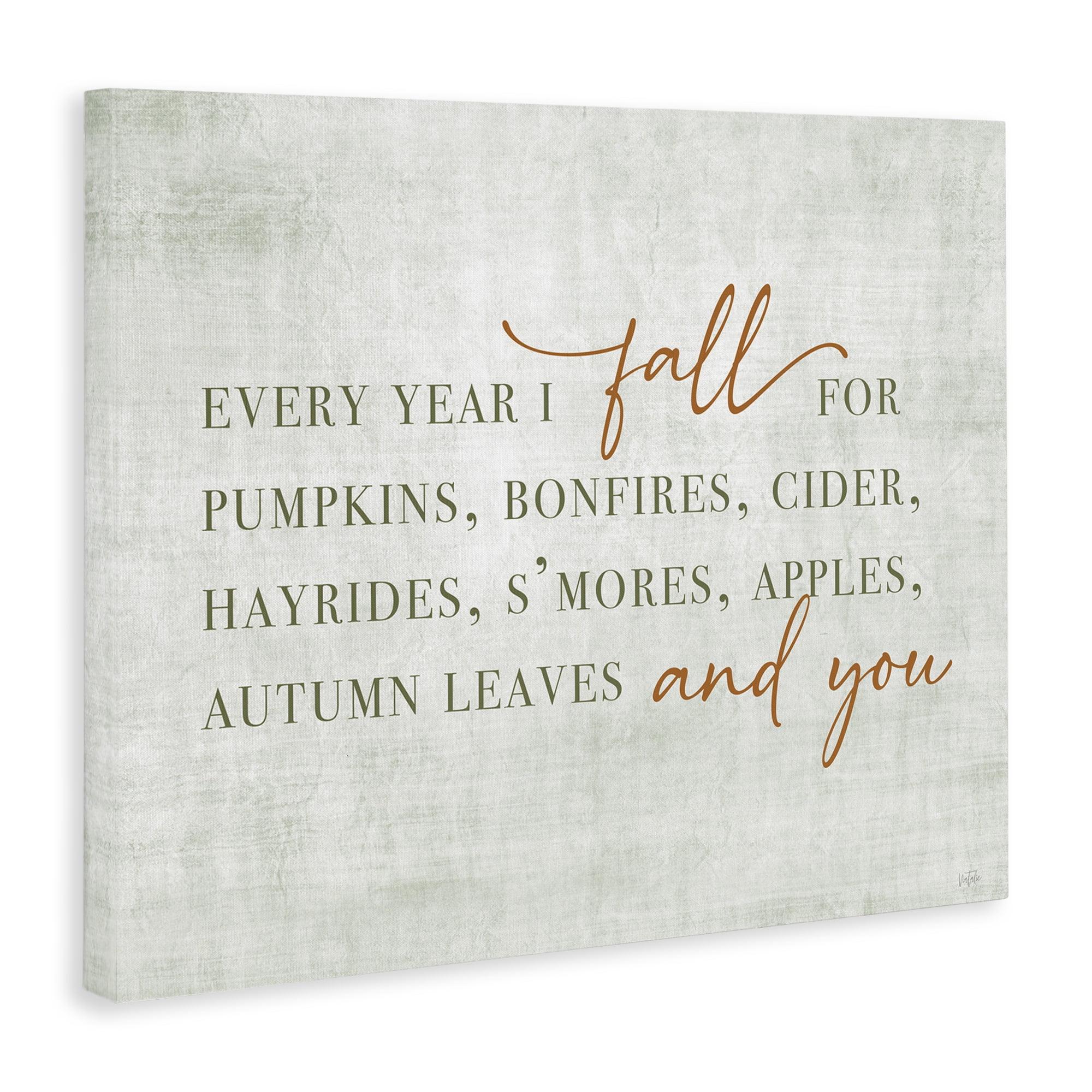 Stupell Industries Every Year Fall Phrase Typography Painting Gallery Wrapped Canvas Art Print Wall Art, 30 x 24