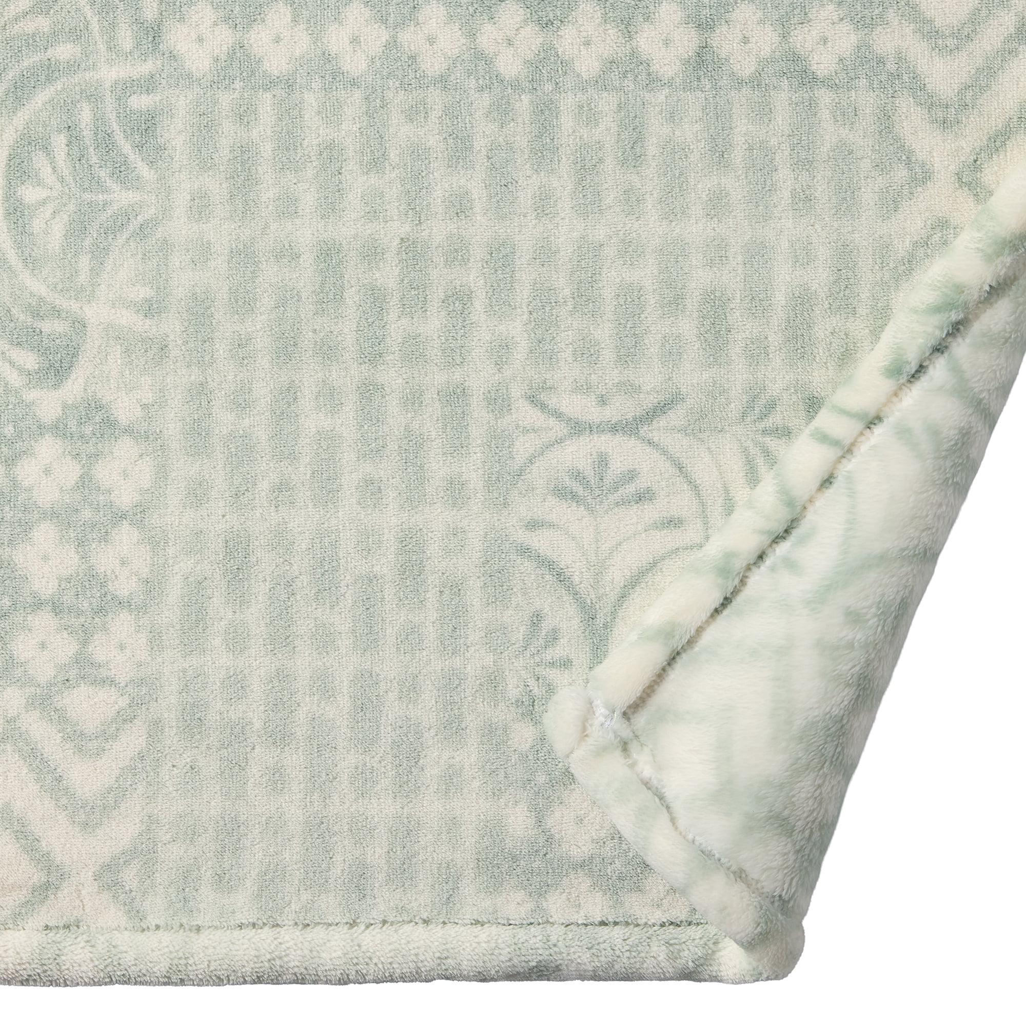 Better Homes & Gardens Printed Velvet Plush Super Soft Throw Blanket, Oversized, Patchwork Geo Green