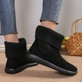 thumbnail image 4 of Wedge Snow Boots for Women 2025 Winter Fashion Casual Suede Knit Patchwork Wide Width Walking Wide Mid Calf Ankle Booties, 4 of 7