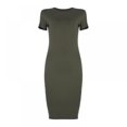 thumbnail image 1 of Femmes Robe Manches Courtes Tunique Robe Cou Vestido Casual Équipage Arrivée Robe Nouveau Crayon Mince Bodycon, 1 of 9