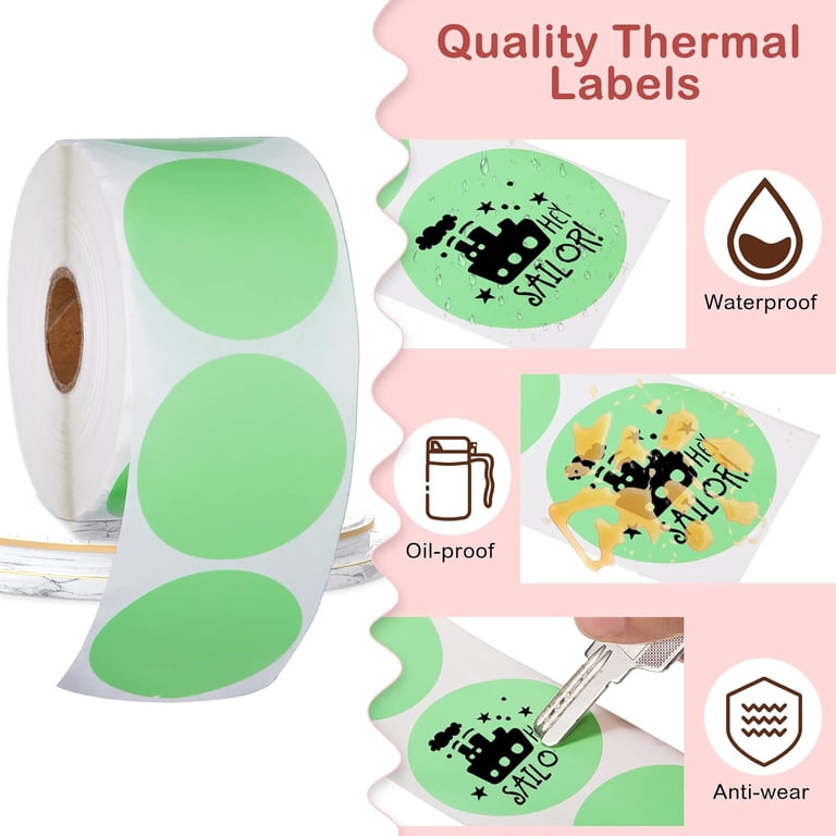 Thermal Printer Stickers - 3000 Pcs, 5 Colors, 2-Inch Round Labels | Waterproof, Oil-Resistant For Food, Organization, Logos