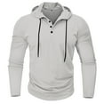 thumbnail image 2 of AherBiu Sweatshirts for Men Long Sleeve Drawstring Button Hoodie Slim Fitted Athletic Workout Running Hiking Pullover, 2 of 4