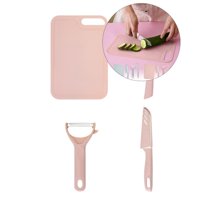 Yoloke Portable Kitchen Knife Set with Chopping Board - Stainless Steel, Includes Paring Knife, Vegetable Knife, Scissors, and Hanging Hook for Easy Storage