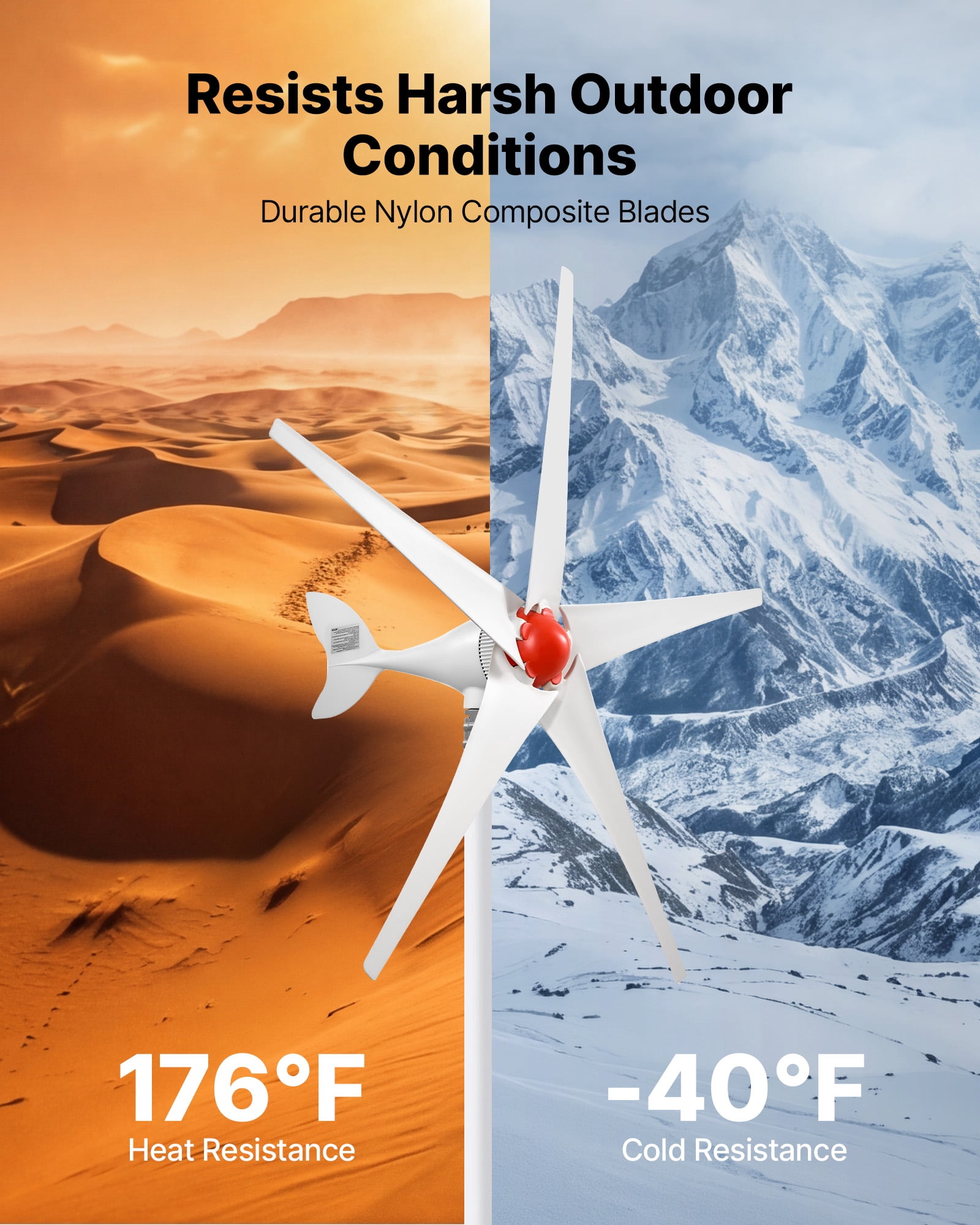 VEVOR 800W 12V Wind Turbine Generator, 5-Blade Wind Turbine Kit with Wind & Solar Hybrid Controller,Efficient 3-Phase AC Permanent Wind Power Generator for RV Boat Home Farm (Tower Pole Not Included)