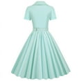 thumbnail image 3 of ICHUANYI Women's Vintage Tea Dress, Short Sleeve V Neck Party Dress Work Church Casual Dress, 3 of 3