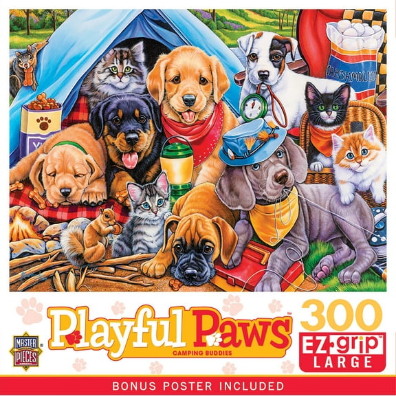 MasterPieces 300 Piece EZ Grip Jigsaw Puzzle - Camping Buddies - 18"x24"