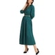 thumbnail image 4 of Vestido Maxi con Pliegues de Manga 3/4 para Mujer INSPIRE CHIC, Cuello en V, Cinturón, Talla 2XL, Verde Oscuro, 4 of 6
