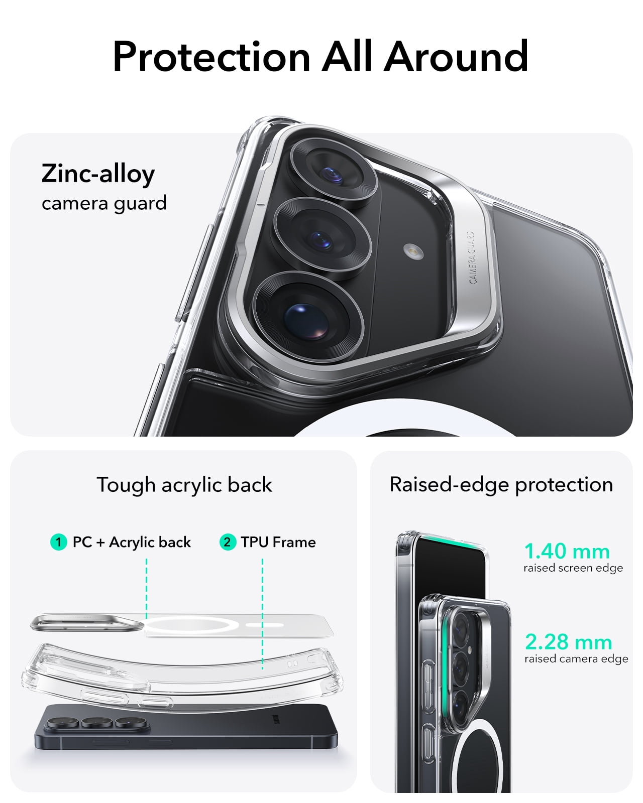 ESR Magnetic Case with Stash Stand Compatible with Samsung Galaxy S26 Ultra, Military-Grade Protection & MagSafe Compatible, Scratch-Resistant, Clear