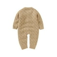 thumbnail image 5 of YUGYXL Infant Newborn Baby Girl Onesies Little Girl Long Sleeve Ribbed Knit Romper Clothes Toddler Button Down Solid Color Jumpsuits Sale Khaki,80, 5 of 10
