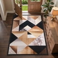 thumbnail image 4 of Toyoso 3x5 Modern Geometric Area Rug, Brown and Grey Abstract Rug, Medium Machine Washable Non-Slip Accent Mat, 0.25 inch Low Pile Stain Resistant Rug for Hallway and Bedroom, 4 of 7