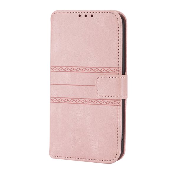 Compatible with For Apple iPhone 13 Pro Max Wallet Card Slot Flip Leather PU Leather Strap Phone Case Skin Cover, Removable Adjustable Lanyard Soft TPU Bumper Rugge Case For iPhone 13 Pro Max,Pink