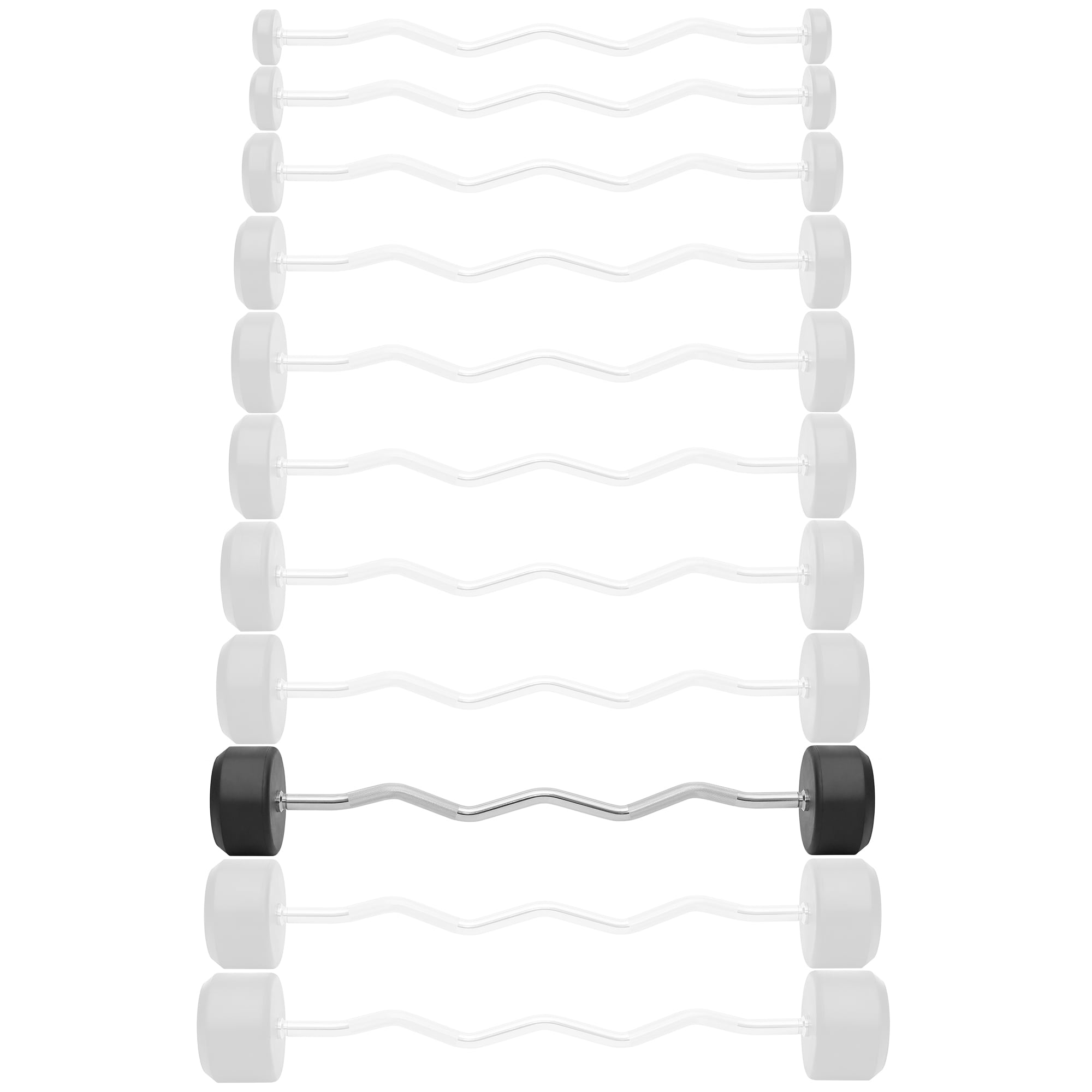 Philosophy Gym Rubber Fixed Barbell, 90 LB Pre-Loaded Weight EZ Curl Bar for Strength Training & Weightlifting