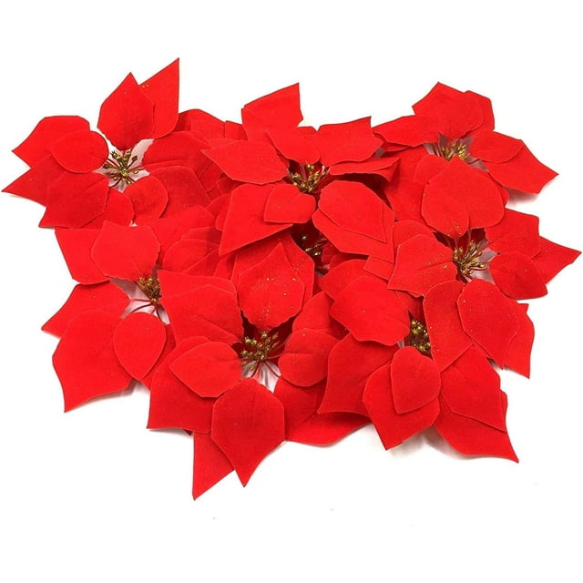 Paquete de 20 flores artificiales para árbol de Navidad de 8 pulgadas (rojo)
