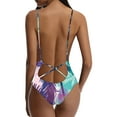 thumbnail image 3 of Nrmvnmi Women's One Piece Swimsuit Bathing Suit Scoop Neck Ruched Double Adjustable Straps Cutout V Ring Mothers Day Gifts, 3 of 3