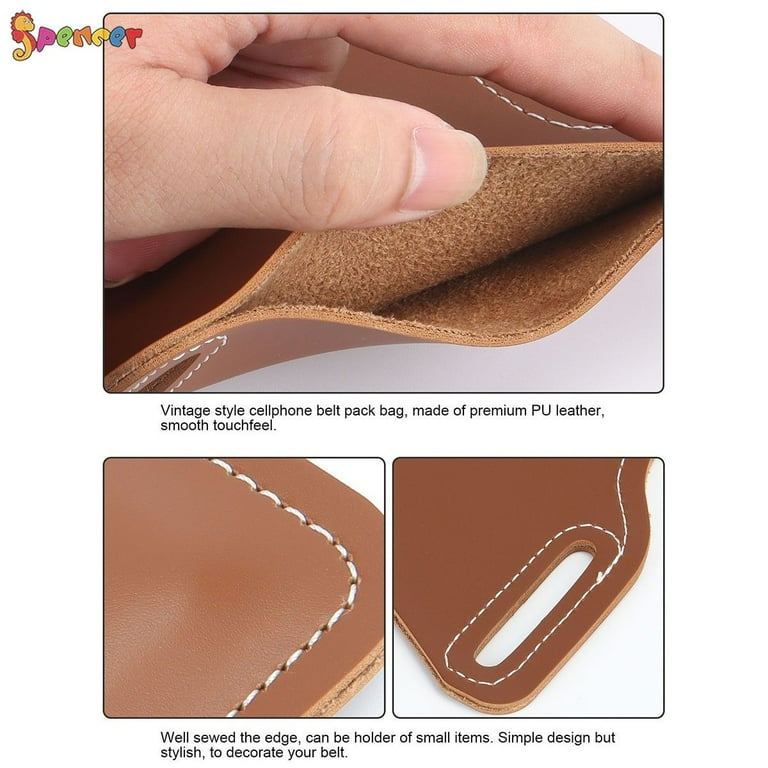Spencer Men s Leather Cell Phone Holster Universal Case Waist Bag Sheath with Belt Loop 6.6 5.3 0.14