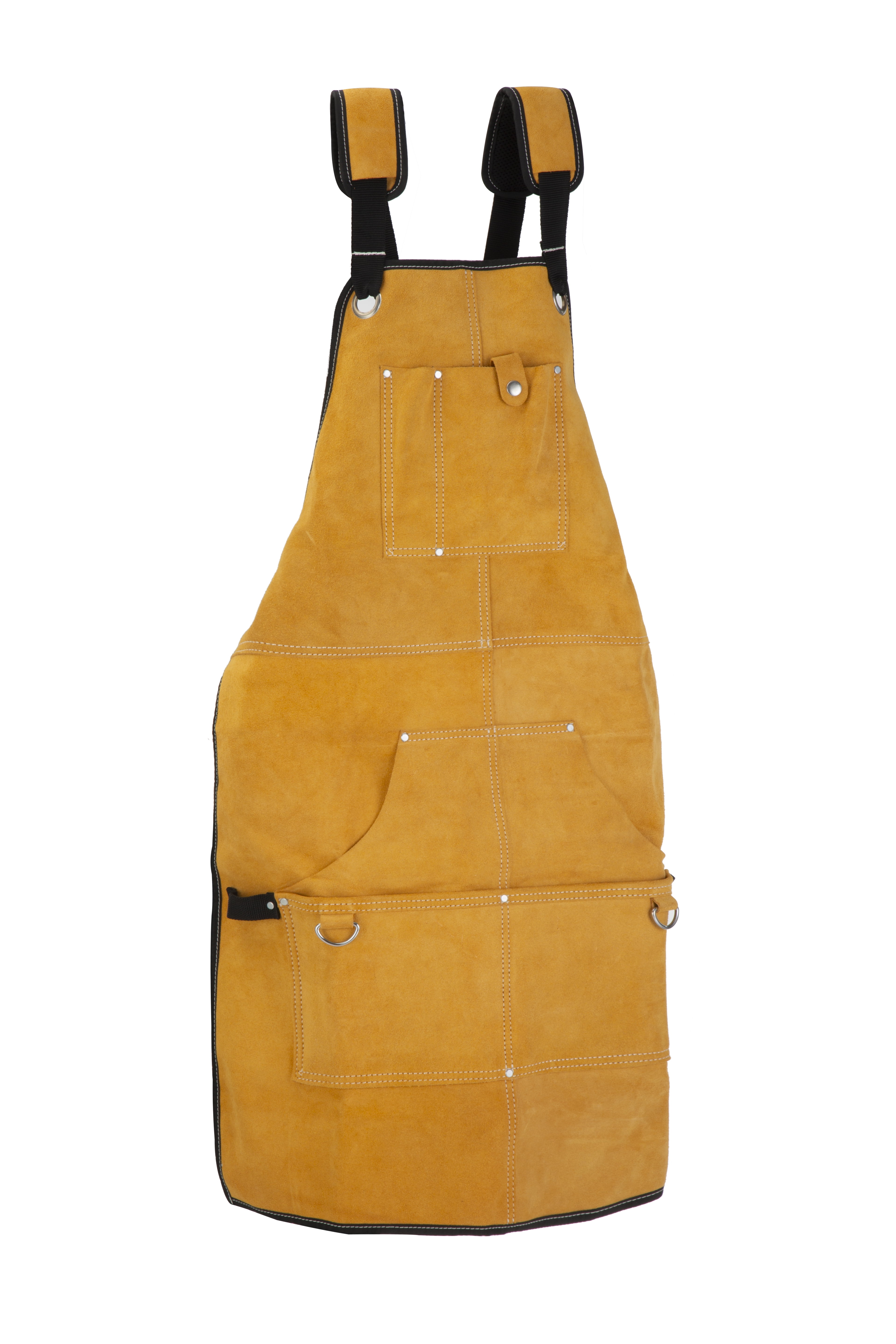 Hyper Tough Brown Leather Welding Apron with Tool Pockets