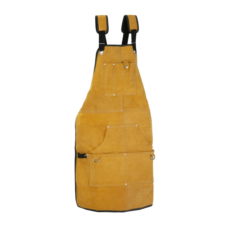 Hyper Tough Brown Leather Welding Apron with Tool Pockets