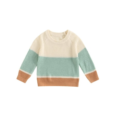 

Michellecmm Toddler Baby Boy Fall Winter Sweater Casual Contrast Color Warm Knitted Long Sleeve Sweaters Pullover Tops Knitwear