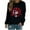 Black, variant on Women's Long Sleeve Shirts Valentine's Day Heart Love Printed Blouses Casual Crew Neck Pullover Tops