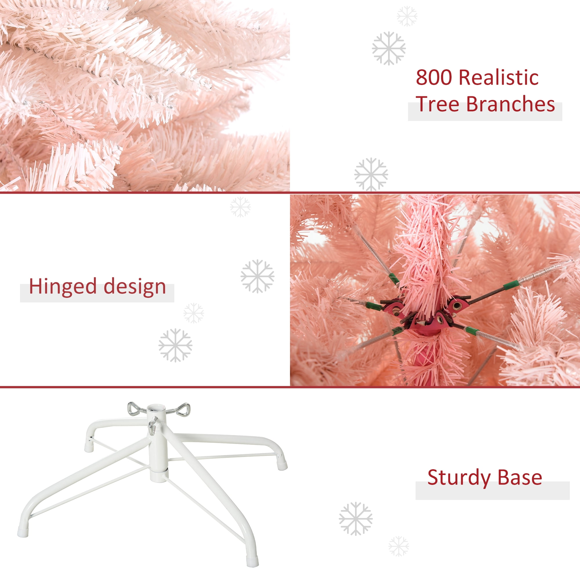 6ft Unlit Pink Christmas Tree 800 Tips Flame Retardant Indoor Holiday Decor
